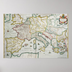 Poster Mapa do império de Charlemagne
