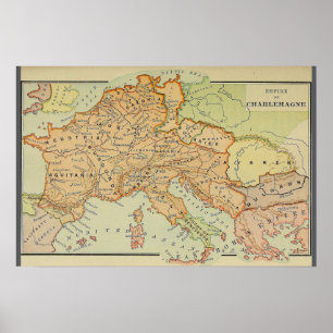 Poster Mapa do Império de Charlemagne (1886)