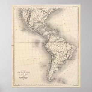 Póster Mapa do império espanhol nos Americas