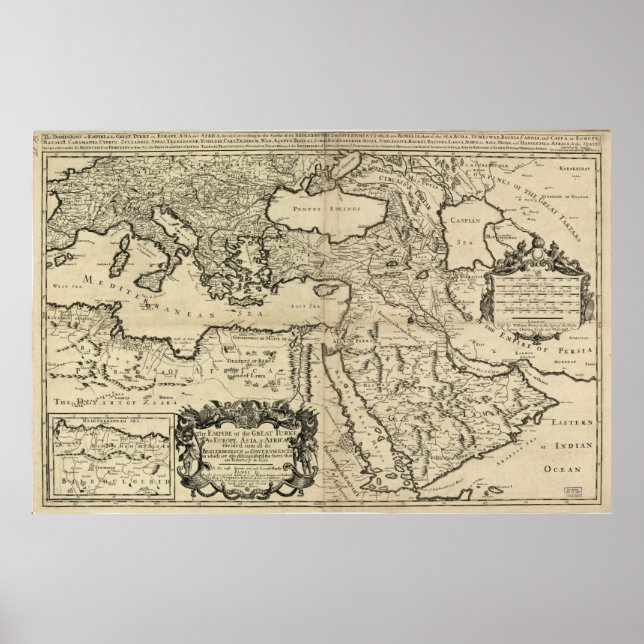 Póster Mapa do Império Otomano (1680) (Frente)