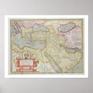 Póster Mapa do império turco, do Mercator 'Atla