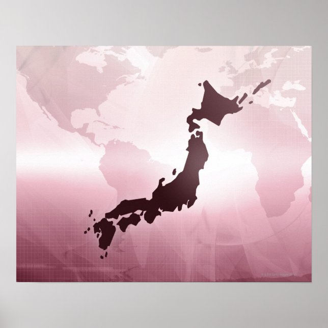 Póster Mapa do Japão (Frente)