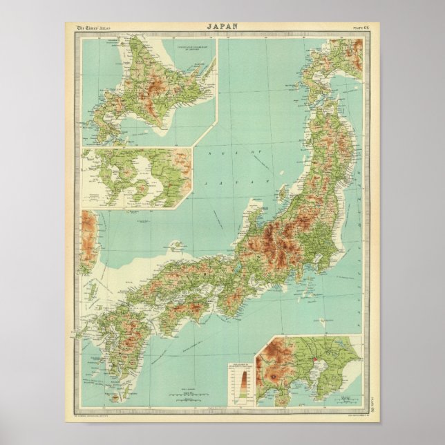 Poster Mapa do Japão com rotas de navegação (Frente)