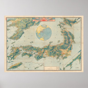Poster Mapa do Japão, Coreia e Taiwan (1915)
