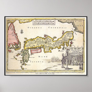 Póster Mapa do Japão de Adams 1707