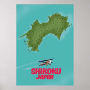 Poster Mapa do Japão Shikoku