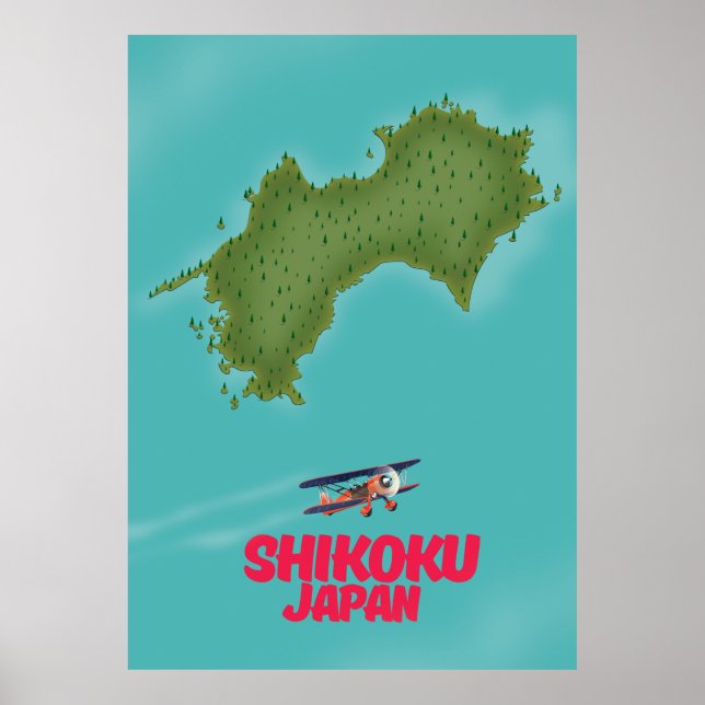Poster Mapa do Japão Shikoku (Frente)