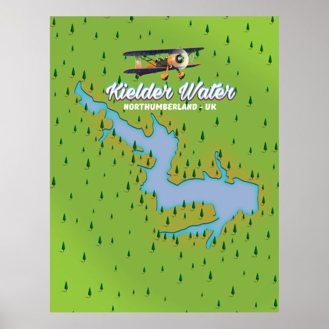 Poster Mapa do Kielder Water Northumberland UK (Frente)