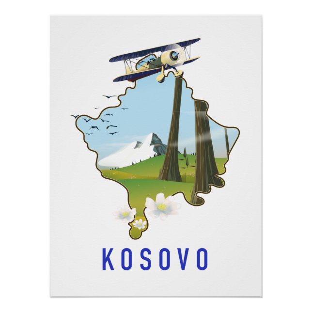 Póster Mapa do Kosovo (Frente)