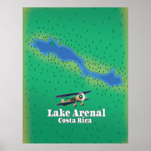 Poster Mapa do lago Arenal, Costa Rica