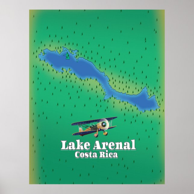 Poster Mapa do lago Arenal, Costa Rica (Frente)