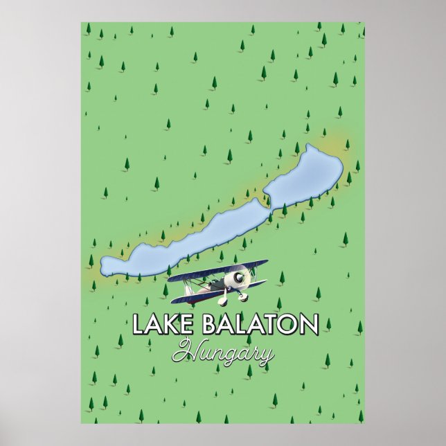 Poster Mapa do Lago Balaton Hungria (Frente)