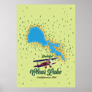 Poster Mapa do Lago Clear Califórnia EUA