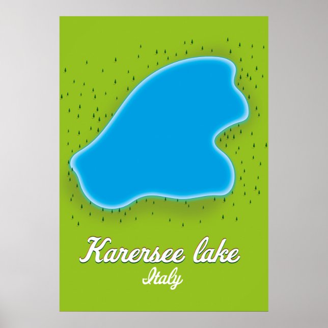 Poster Mapa do lago de Karersee Itália (Frente)