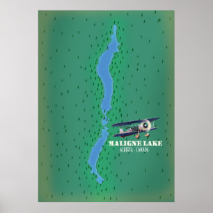 Poster Mapa do lago de Maligne alberta Canada