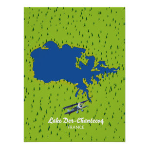 Póster Mapa do lago Der Chantecoq França