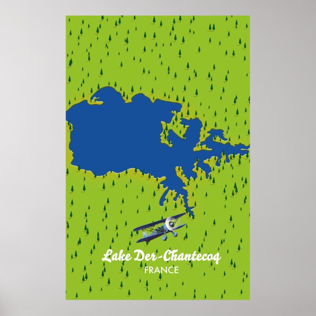 Poster Mapa do lago Der chantecoq France (Frente)