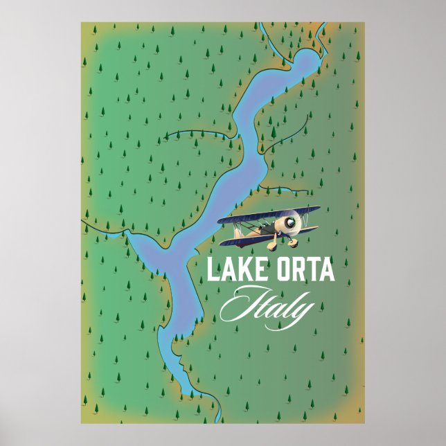 Poster Mapa do lago do Lago Orta Itália (Frente)