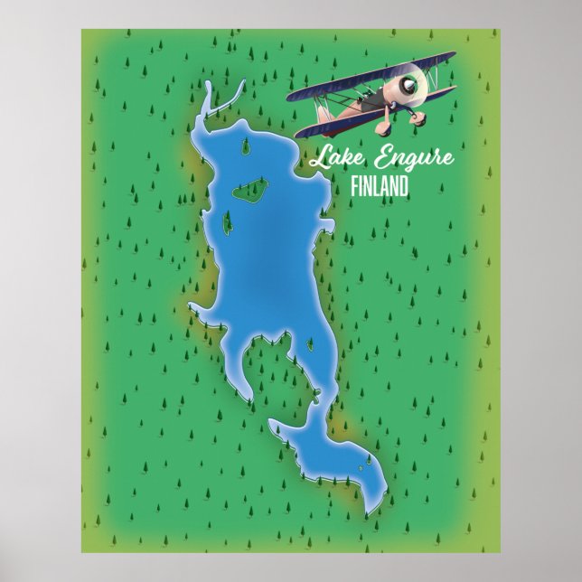 Poster Mapa do Lago Engure na Finlândia (Frente)