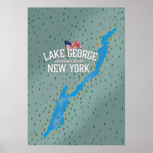 Poster Mapa do Lago George New York