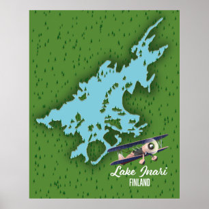 Poster Mapa do Lago Inari Finlândia