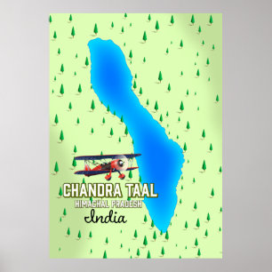 Poster Mapa do lago indiano Chandra Taal Himachal Pradesh