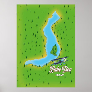 Poster Mapa do lago Iseo Itália