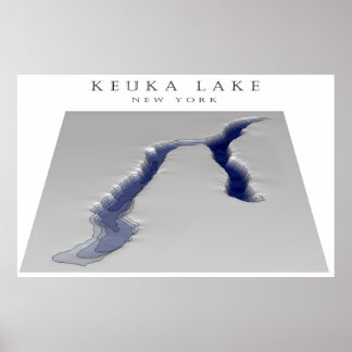 Poster Mapa do lago Keuka 3d