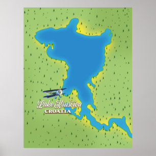 Poster Mapa do lago Krušanci Croácia