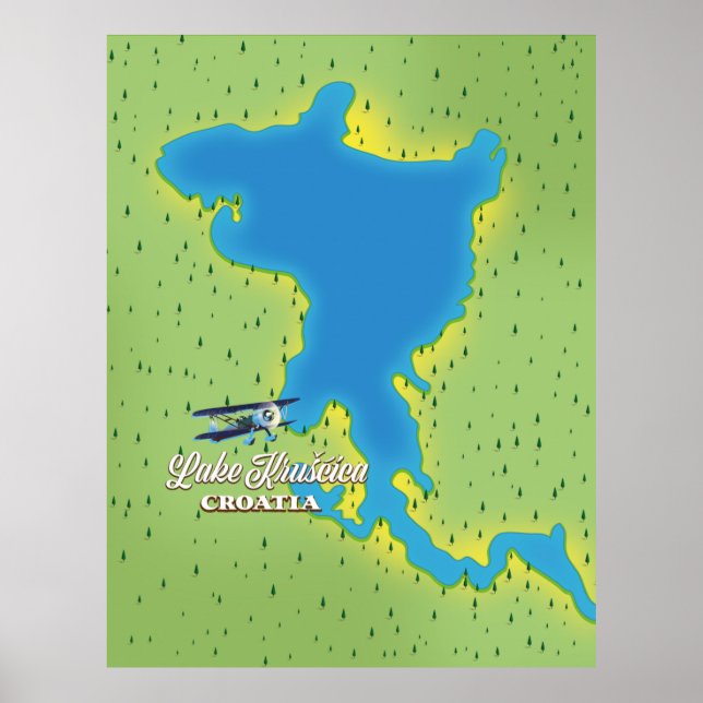 Poster Mapa do lago Krušanci Croácia (Frente)