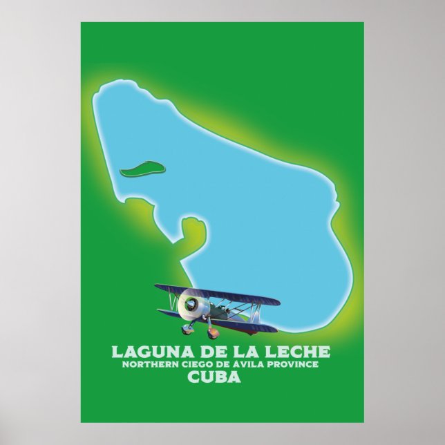 Poster Mapa do lago Laguna de la Leche Cuba (Frente)