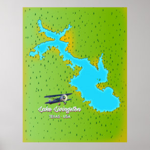 Poster mapa do Lago Livingston Texas