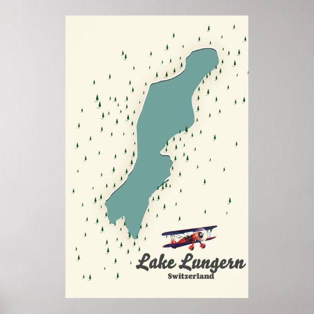 Poster Mapa do Lago Lungern Suíça (Frente)