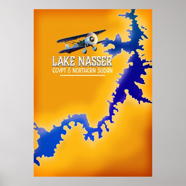 Poster Mapa do Lago Nasser no Egito e no Sudão (Frente)