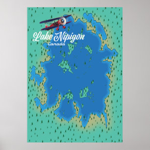 Poster Mapa do Lago Nipigon no Canadá