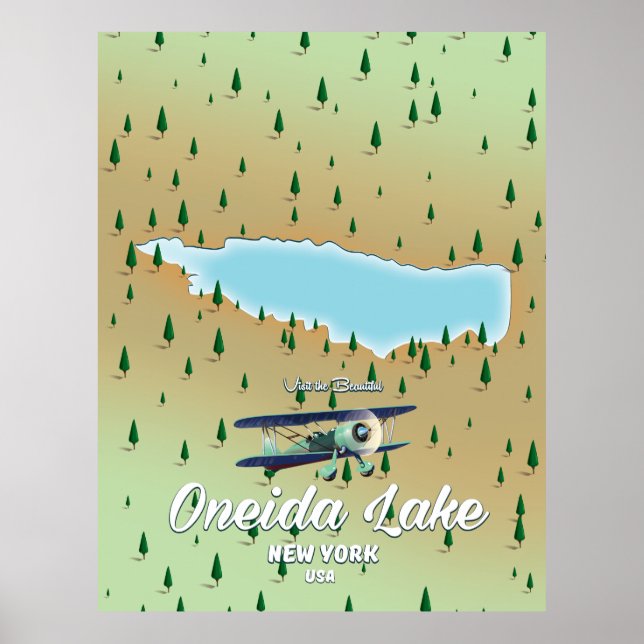Poster Mapa do Lago Oneida Nova York (Frente)