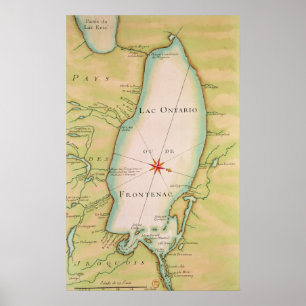 Póster Mapa do Lago Ontário