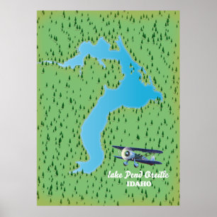 Poster Mapa do Lago Pend Oreille Idaho