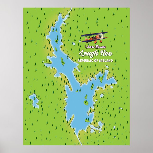 Poster Mapa do Lago Ree República da Irlanda, lago irland (Frente)