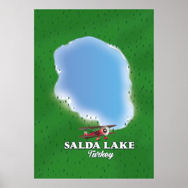 Poster Mapa do Lago Salda Turquia (Frente)
