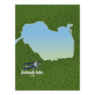 Póster mapa do lago Selawik Alasca