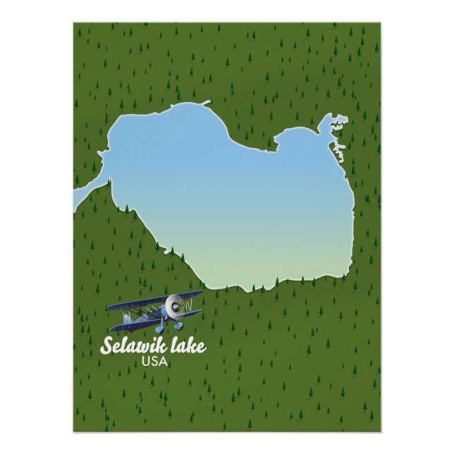 Póster mapa do lago Selawik Alasca (Frente)