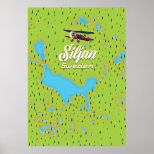 Poster Mapa do Lago Siljan Suécia