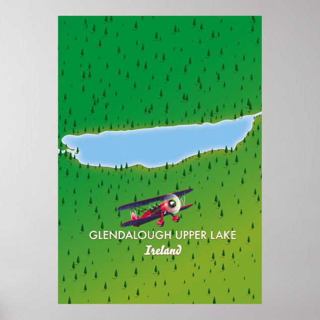 Poster Mapa do Lago Superior de Glendalough Irlanda (Frente)