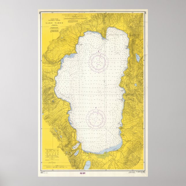 Poster Mapa do Lago Tahoe (1965) (Frente)
