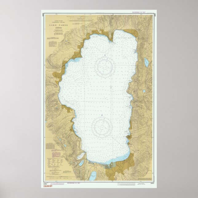 Poster Mapa do lago Tahoe (1987) (Frente)