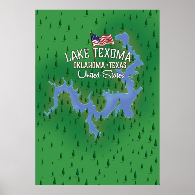 Poster Mapa do Lago Texoma USA. (Frente)