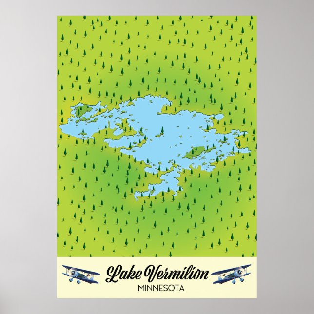 Poster Mapa do Lago Vermilion Minnesota (Frente)