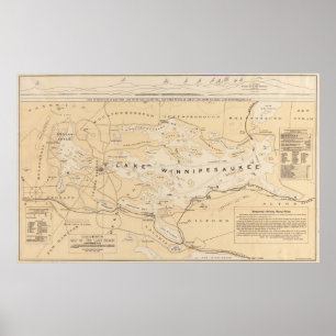 Poster Mapa do Lago Winnipesaukee (1896)