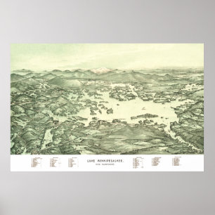 Póster Mapa do lago Winnipesaukee desde 1903